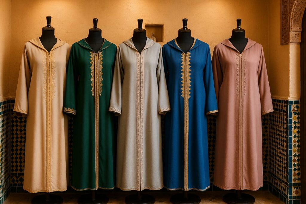 Différents couleurs de Jellabas marocaine