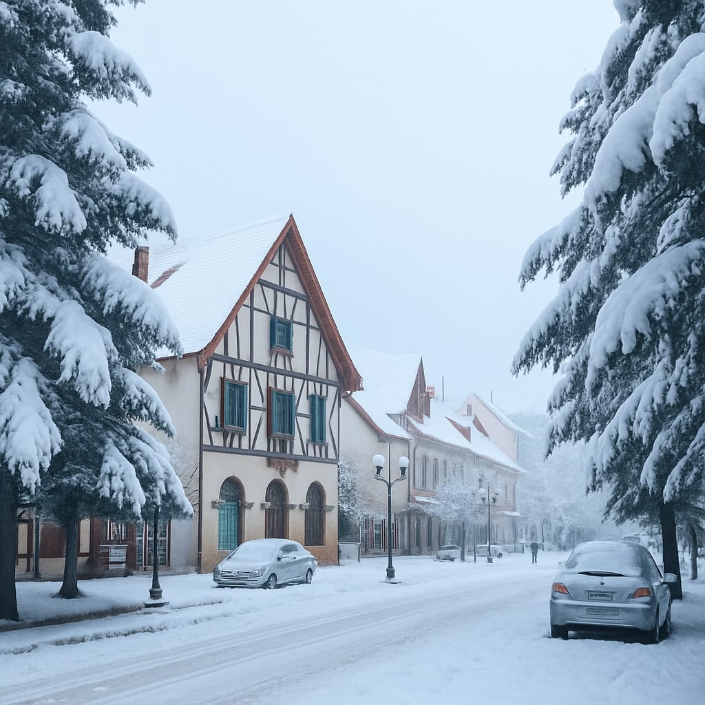 Ifrane sous la neige, paysage hivernaux de la petite Suisse du Maroc