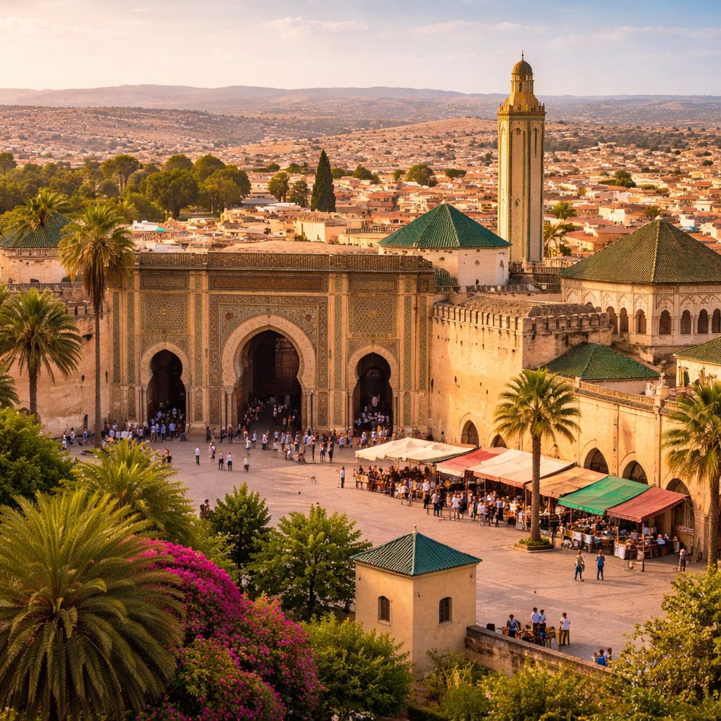 Vue sue Baba Mansour et sur la médina de la ville impériale Meknès
