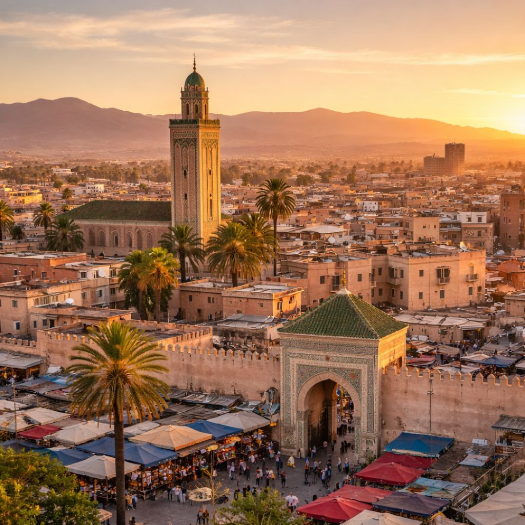 Vue sur la ville d'Oujda au Maroc, centre urbain de l'orientale, avec architecture locale et ambiance authentique.