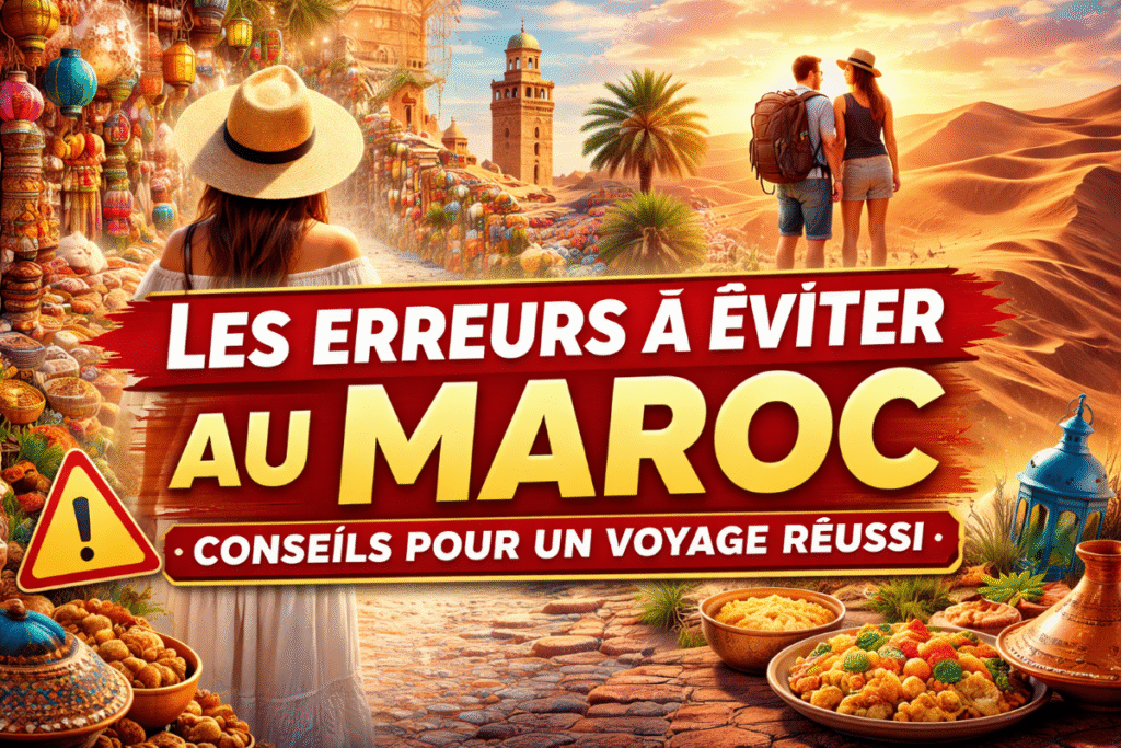 Erreurs à éviter au Maroc conseils pour un voyage réussi dans le désert et la médina.